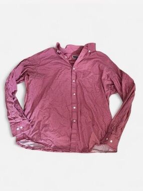 Men's Red and White Patterned Long Sleeve Button-Down Shirt by Club Room